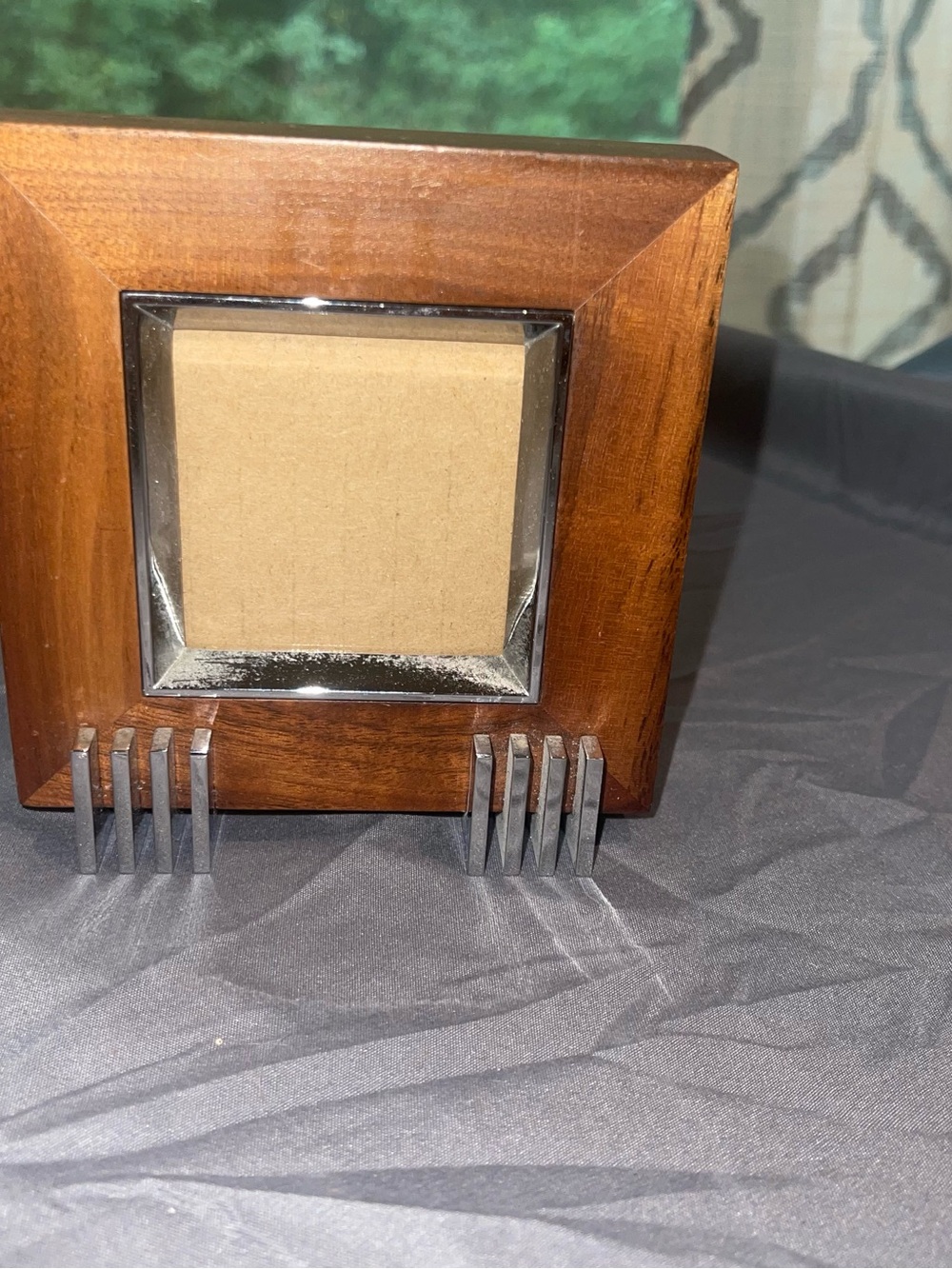 MCM Mid Century Modern Wood & Chrome Picture Frame by Thomas O'Brien Vintage